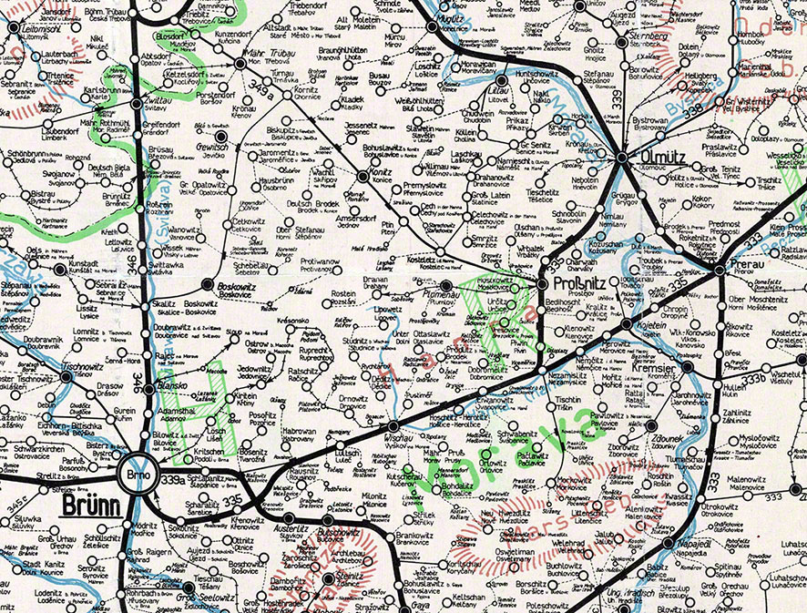 Postverkehrskarte Tschechoslowakei, Mähren
